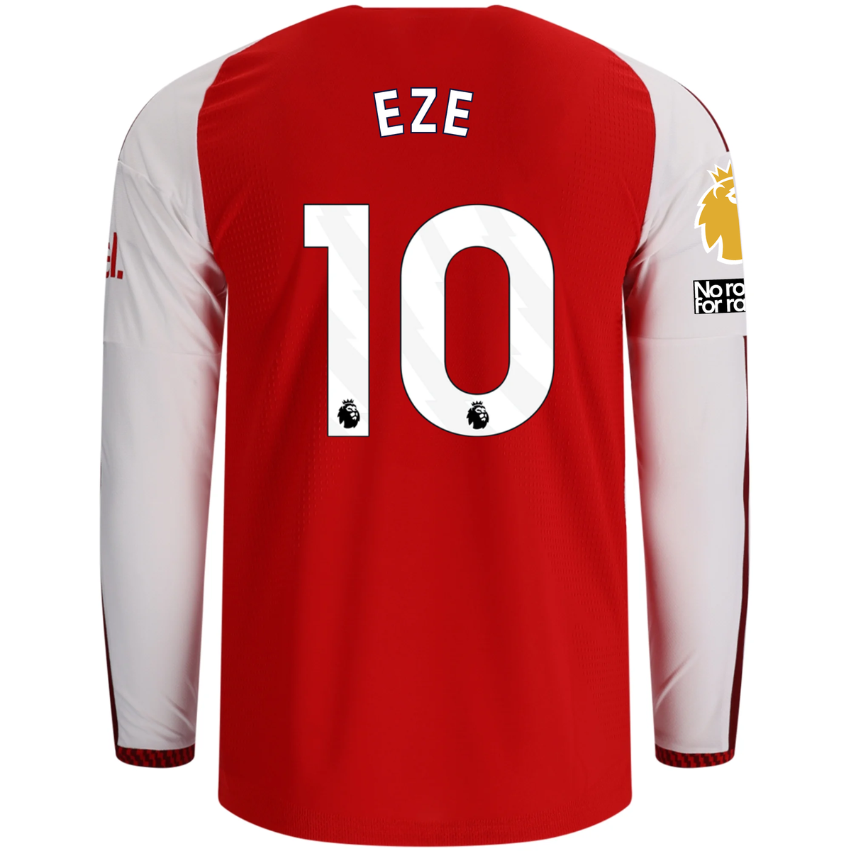 adidas Mens Arsenal Authentic Eberechi Eze Long Sleeve Home Jersey w/ EPL + No Room for Racism Patches 26/27 (Better Scarlet)
