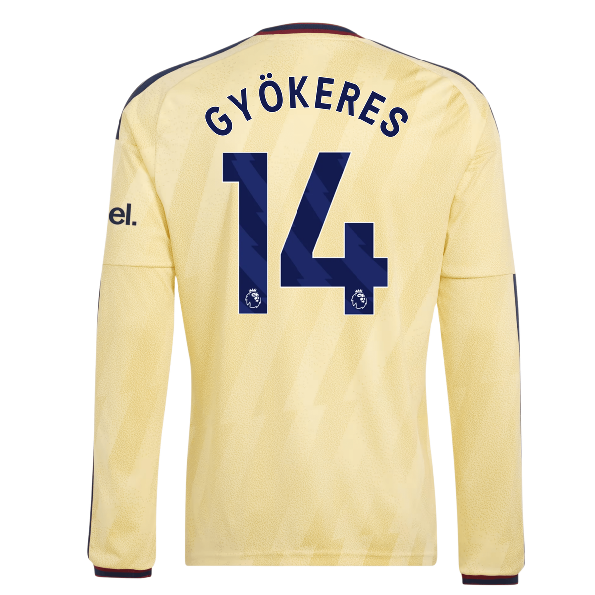 adidas Mens Arsenal Viktor Gyökeres Long Sleeve Third Jersey w/ EPL + No Room For Racism Patches 26/27 (Yellow)