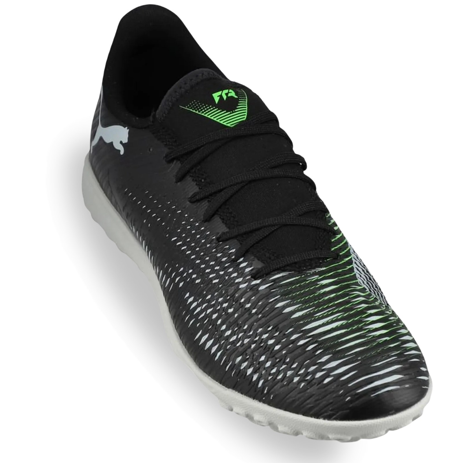 Puma Future 8 Play Turf Soccer Shoes (Black/Cool Grey/Fluo Green)
