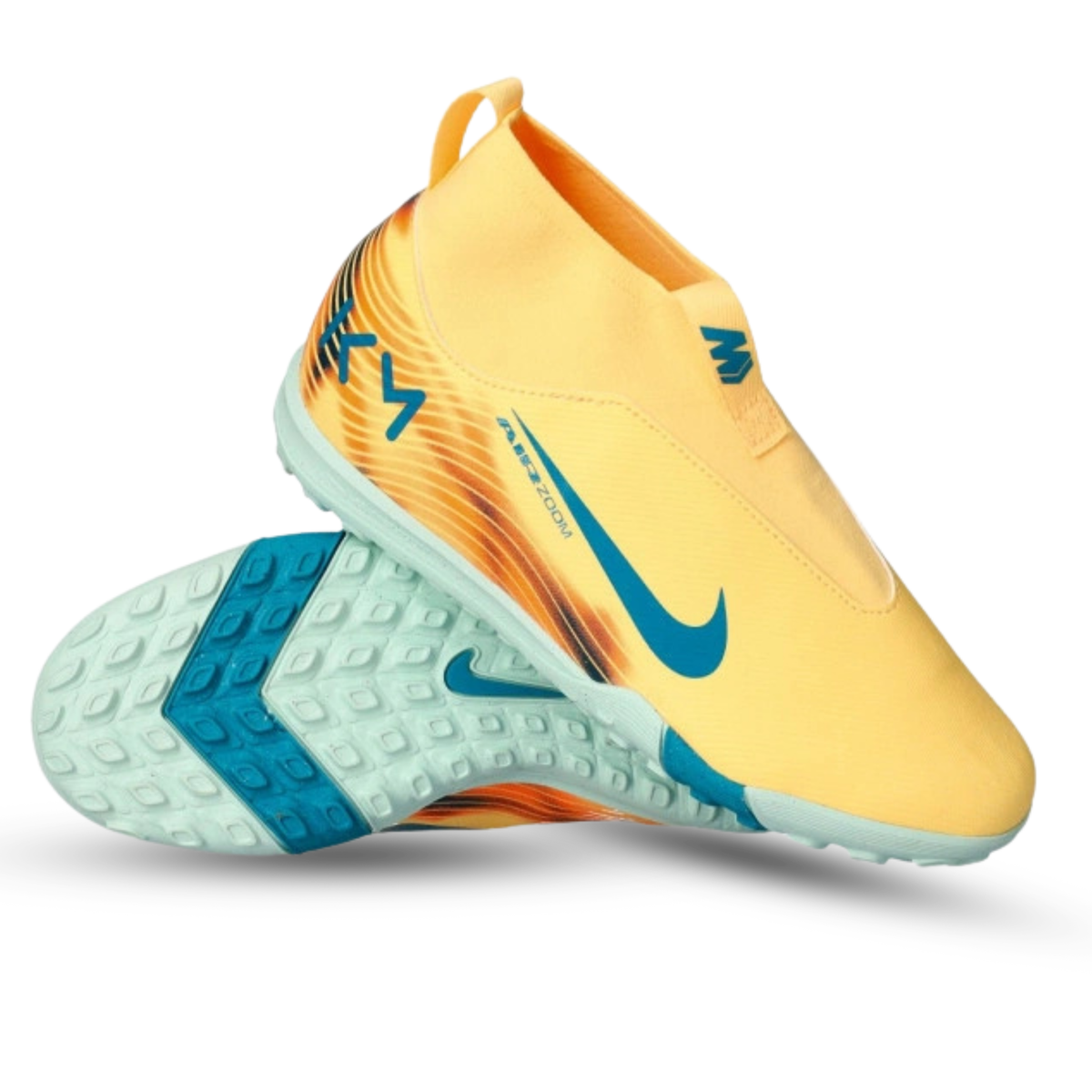 Nike Youth Jr Zoom Superfly 10 Academy KM Turf Soccer Shoes (Melon Tint/Neo Turq-Igloo)