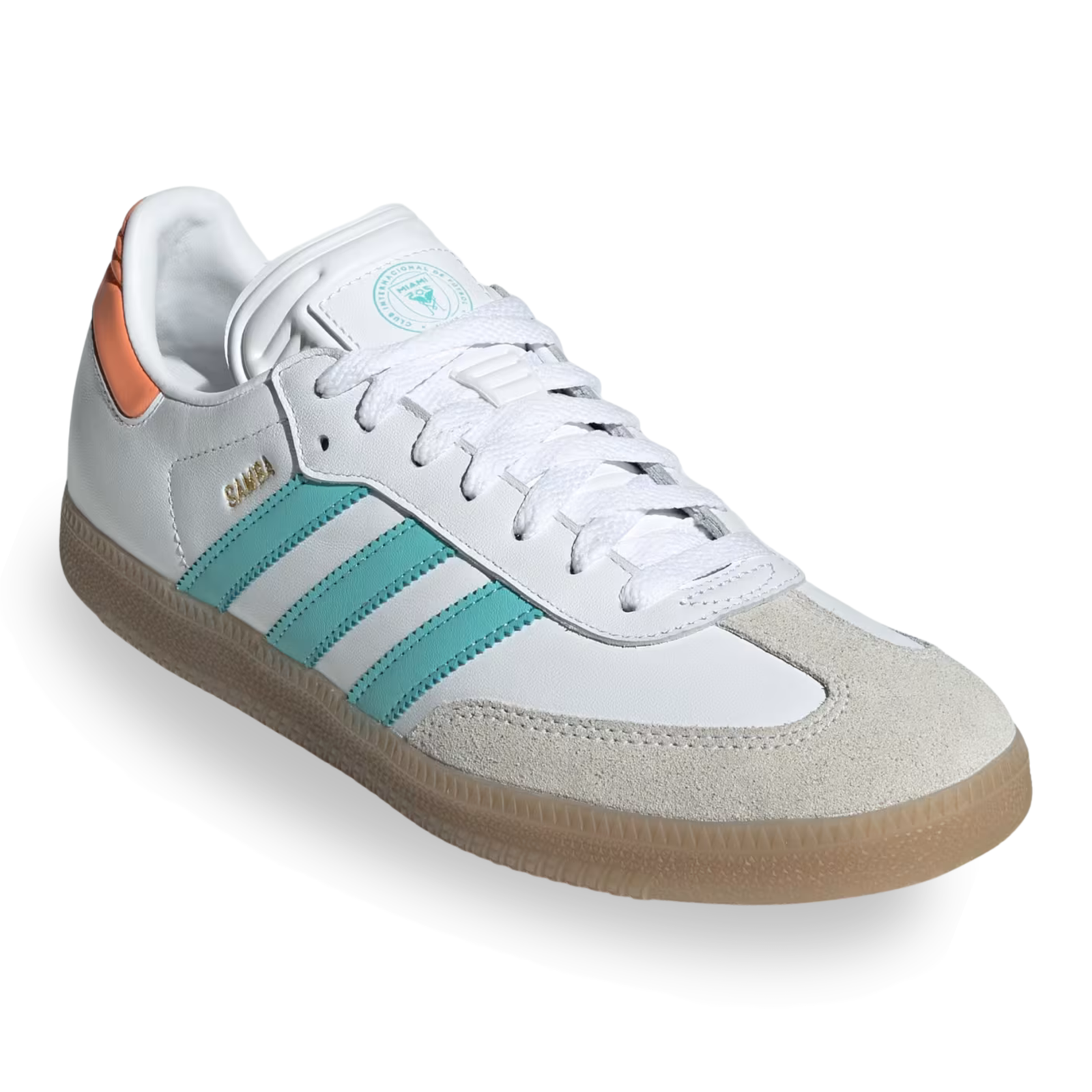 adidas Samba Inter Miami Indoor Soccer Shoes (White/Mint/Gum)