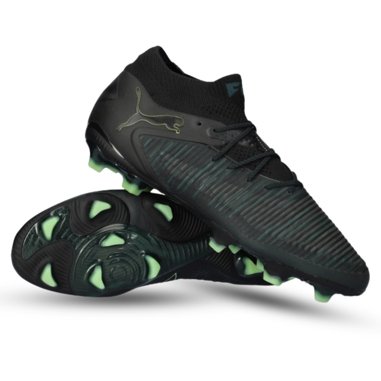 Puma Future 8 Ultimate Firm Ground Soccer Cleats (Black/Fizzy Light/Green)