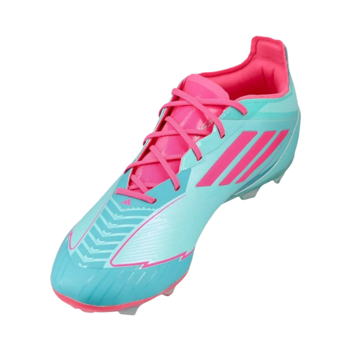 adidas Youth Jr. F50 Messi Elite Firm Ground Junior Soccer Cleats (Aqua/Lucid Pink)