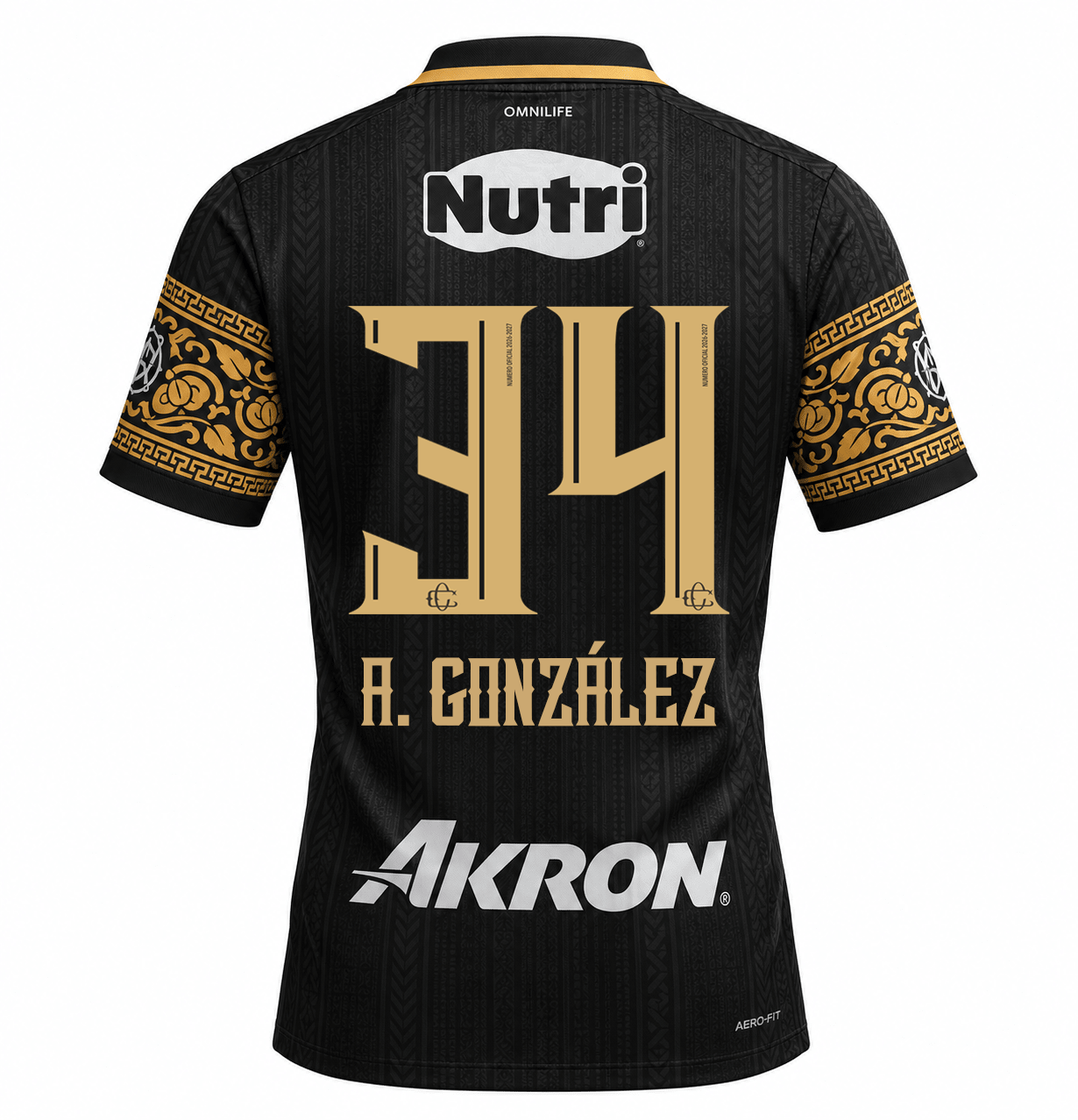 Nike Men's Chivas Guadalajara Armando González Match Authentic Third Jersey 26/27 (Black/Truly Gold)