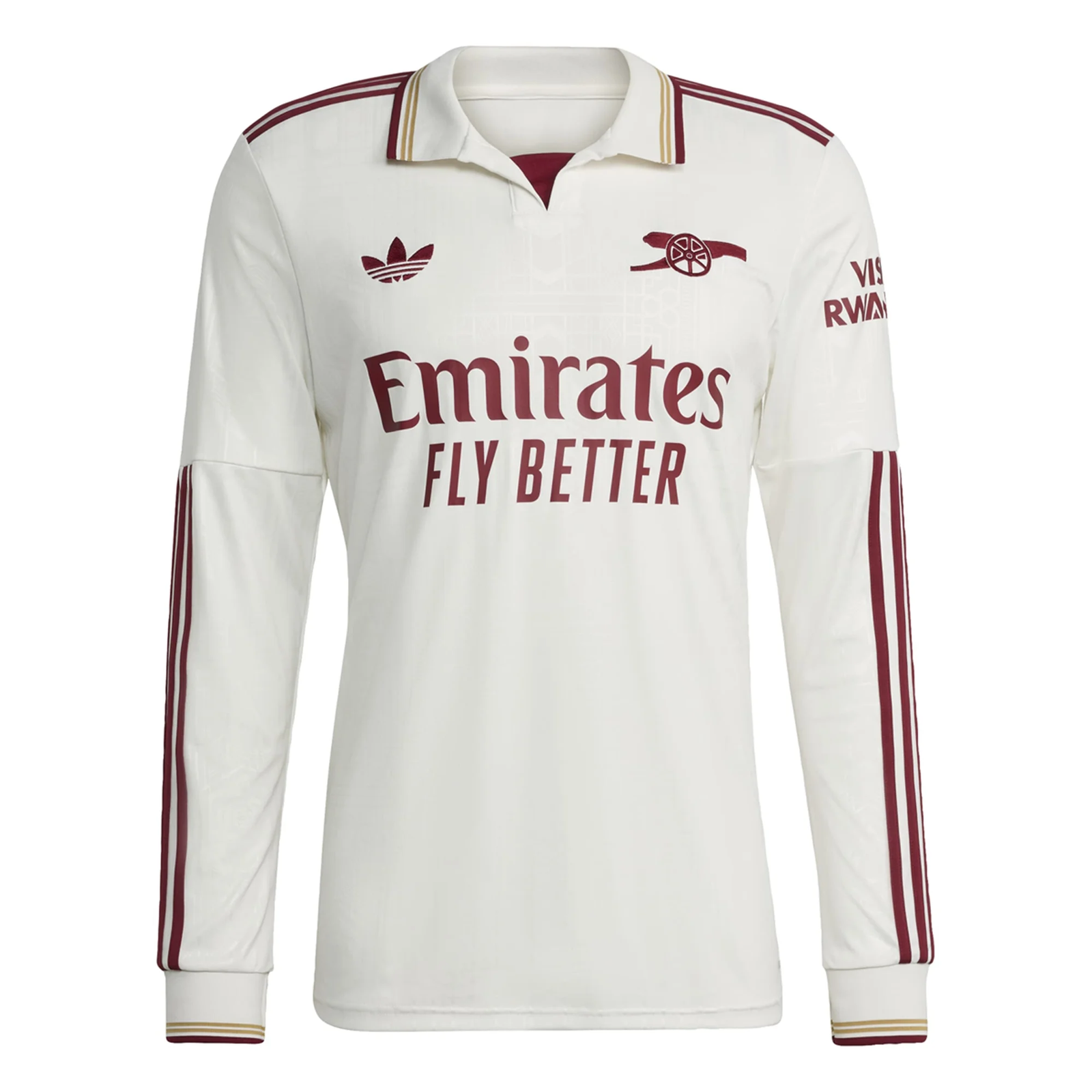 adidas Arsenal Third Long Sleeve Jersey 25/26 (White/Burgundy)