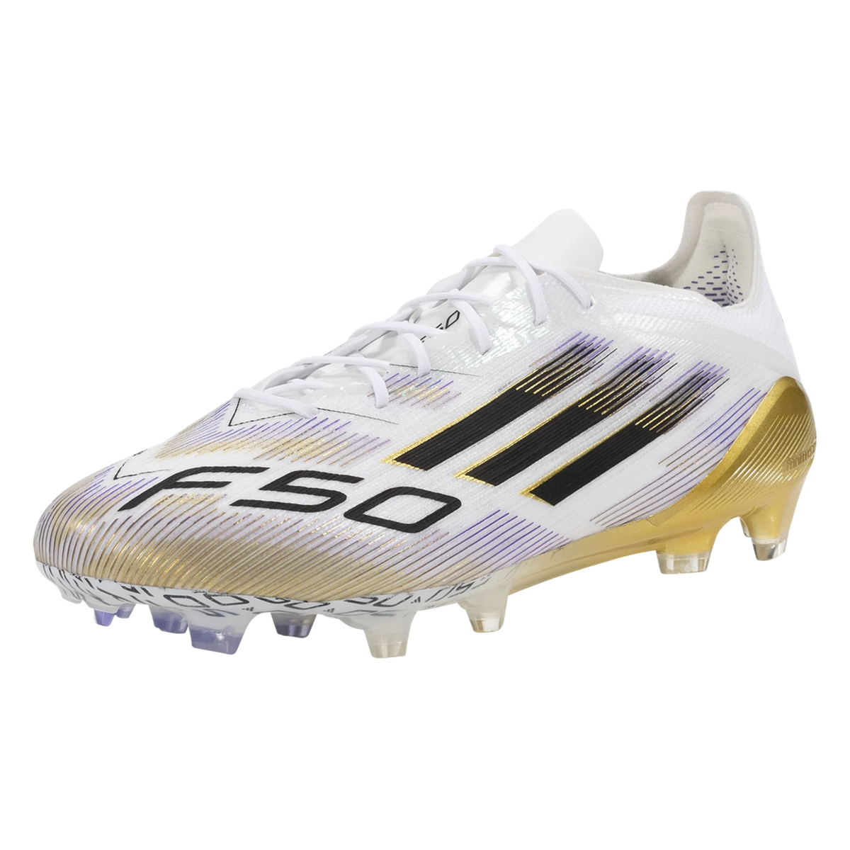 adidas F50 Elite Firm Ground Soccer Cleats (White/Black/Gold Metallic)