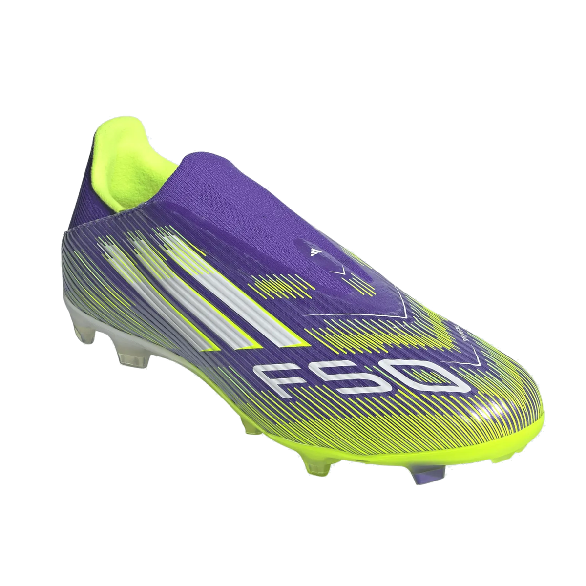 adidas F50 League Laceless FG/MG Soccer Cleats (Purple Rush/Lucid Lemon)