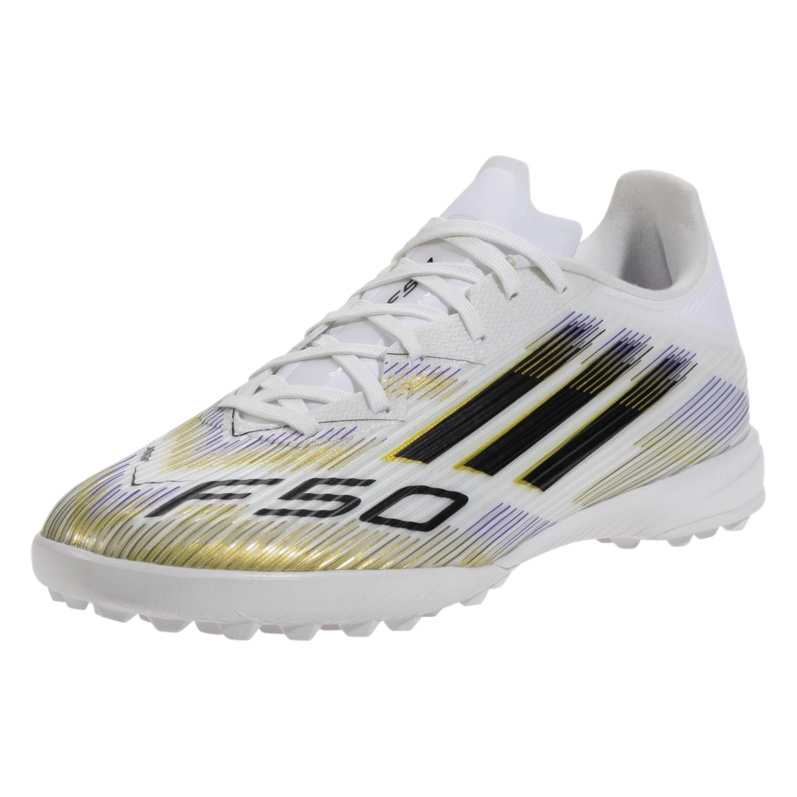 adidas F50 League Turf Soccer Shoes (White/Black/Metallic Gold)