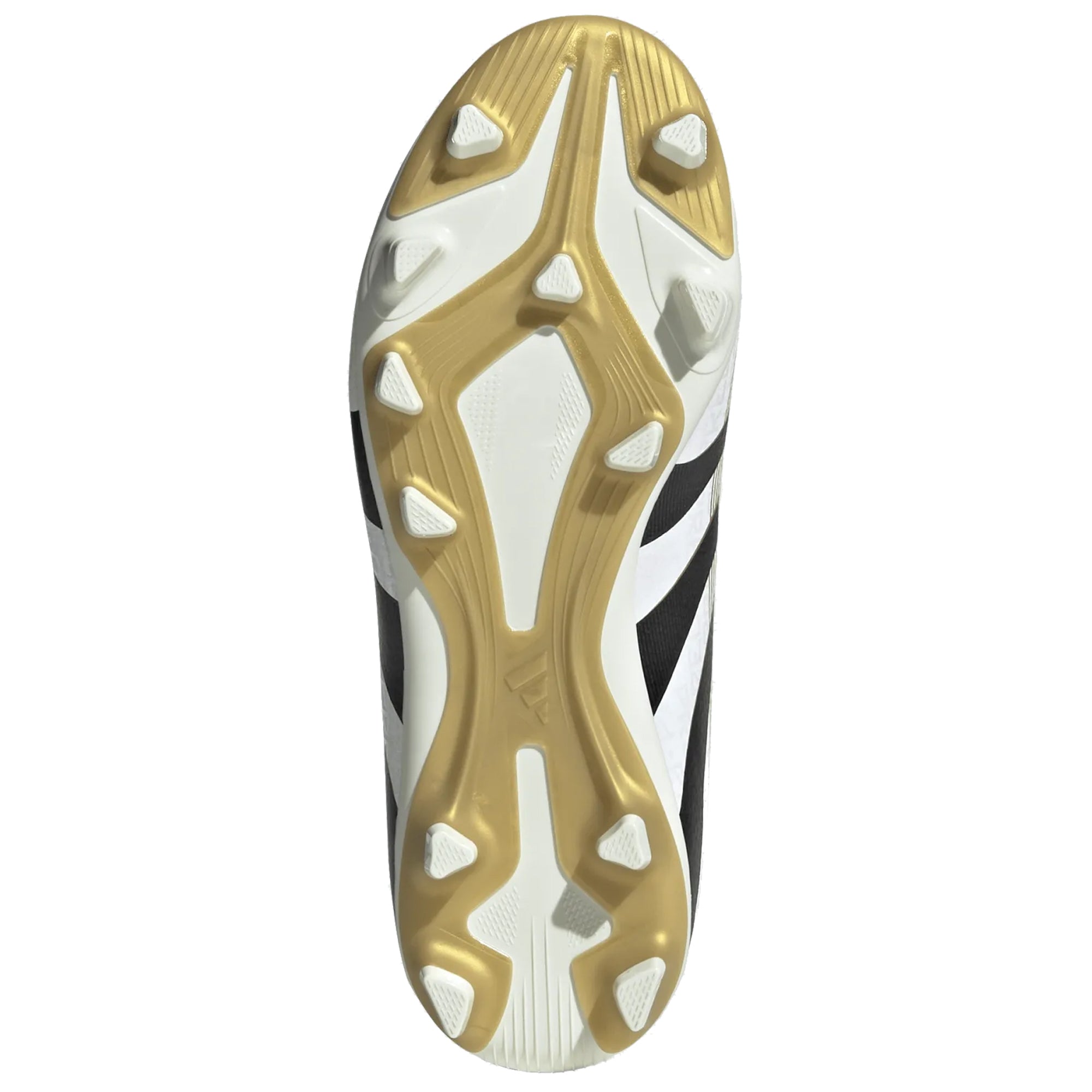 adidas Youth Jr. Predator Club Firm Ground Multi Ground Junior Soccer Cleats (White/Black/Gold Metallic)