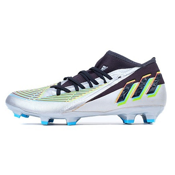 adidas Predator Edge.3 Firm Ground Adult Soccer Cleats (Silver Metallic/Core Black/Team Solar Green)