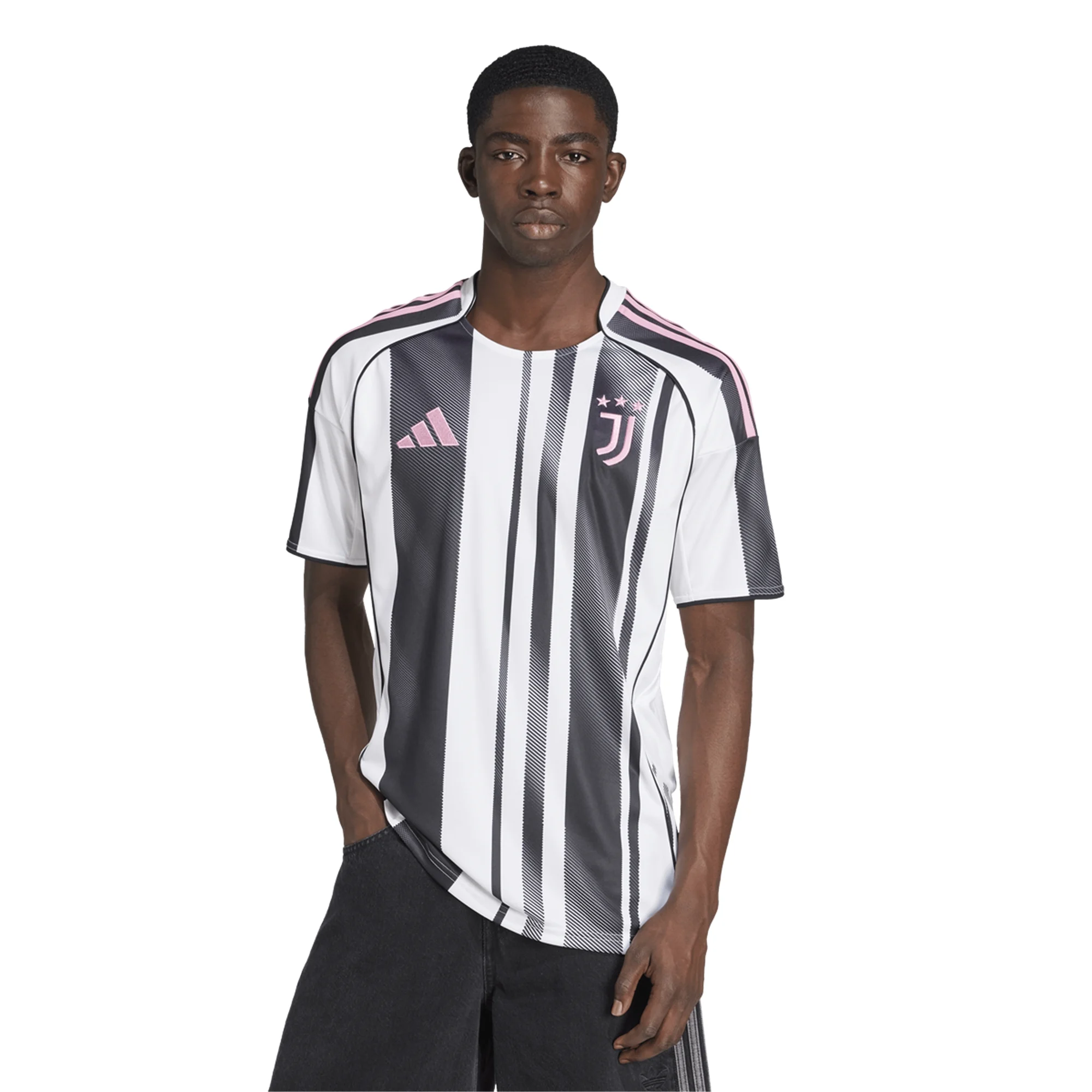 adidas Juventus Milik  Home Jersey w/ Champions League Patches 25/26 (White/Black/Pink)