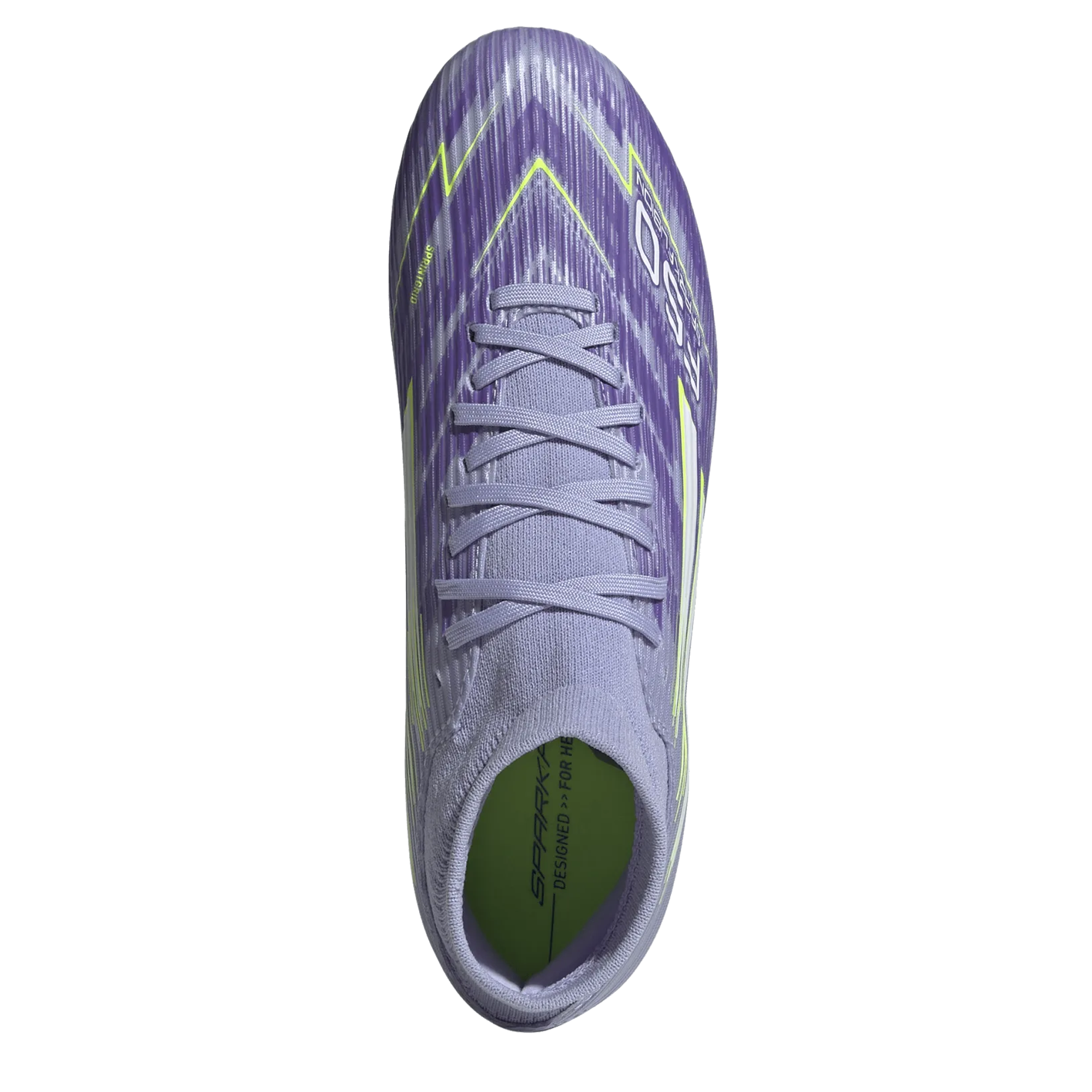 adidas Womens F50 Sparkfusion League FG/MG Soccer Cleats (Lucid Lemon/Purple Rush)