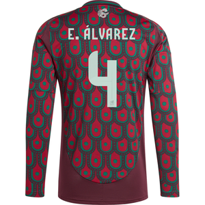 adidas Mens Mexico Edson Álvarez Home Long Sleeve Jersey 24/25 (Multicolor)