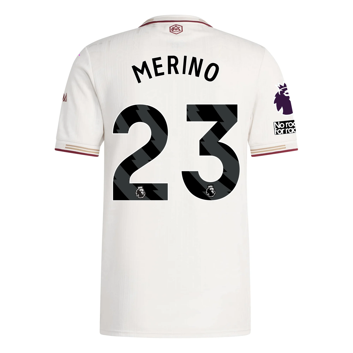 adidas Arsenal Authentic Mikel Merino Third Jersey w/ EPL + No Room For Racism Patches 25/26 (White/Burgundy)
