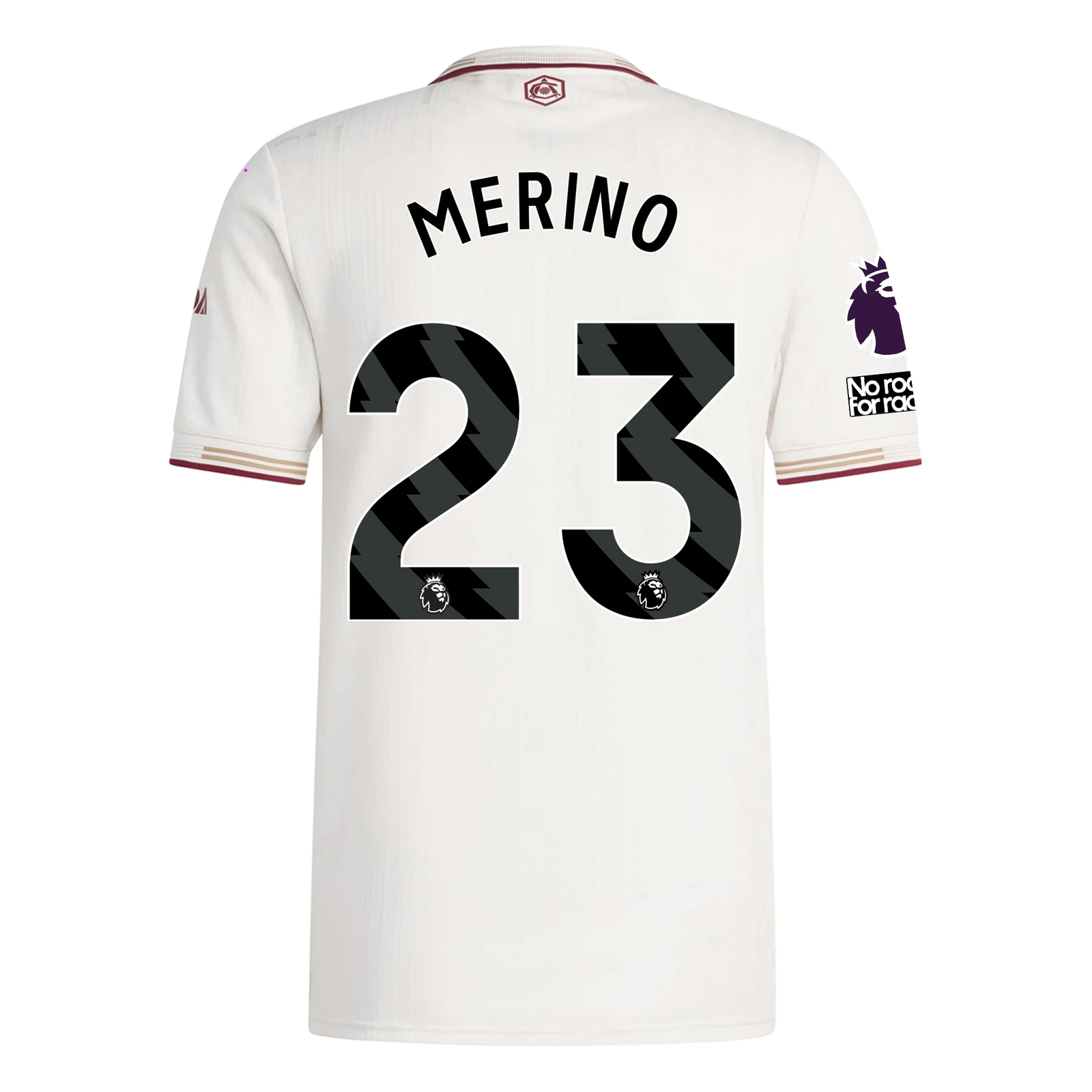 adidas Arsenal Authentic Mikel Merino Third Jersey w/ EPL + No Room For Racism Patches 25/26 (White/Burgundy)
