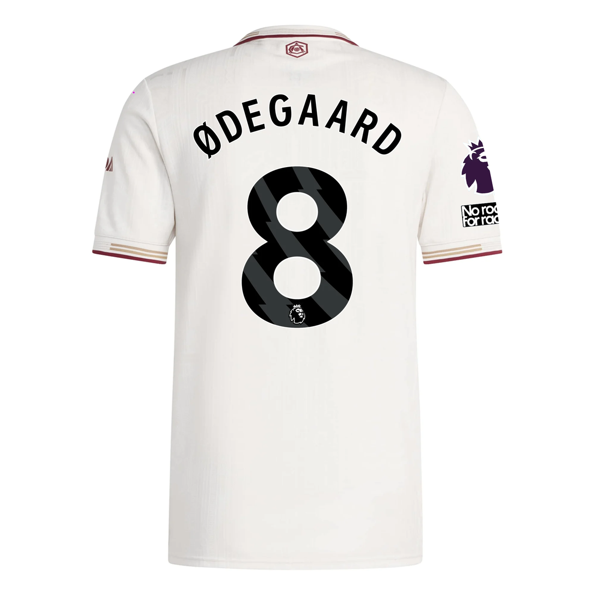 adidas Arsenal Authentic Martin Ødegaard Third Jersey w/ EPL + No Room For Racism Patches 25/26 (White/Burgundy)