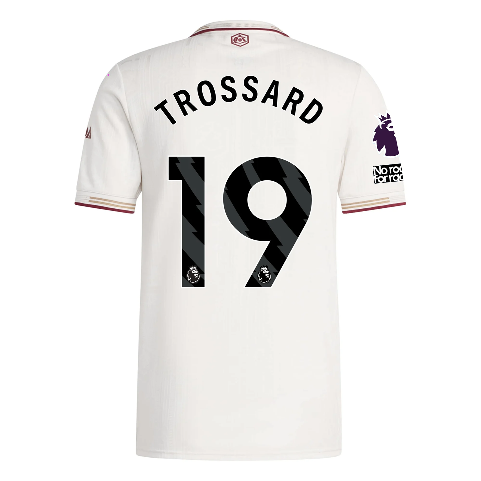 adidas Arsenal Authentic Leandro Trossard Third Jersey w/ EPL + No Room For Racism Patches 25/26 (White/Burgundy)