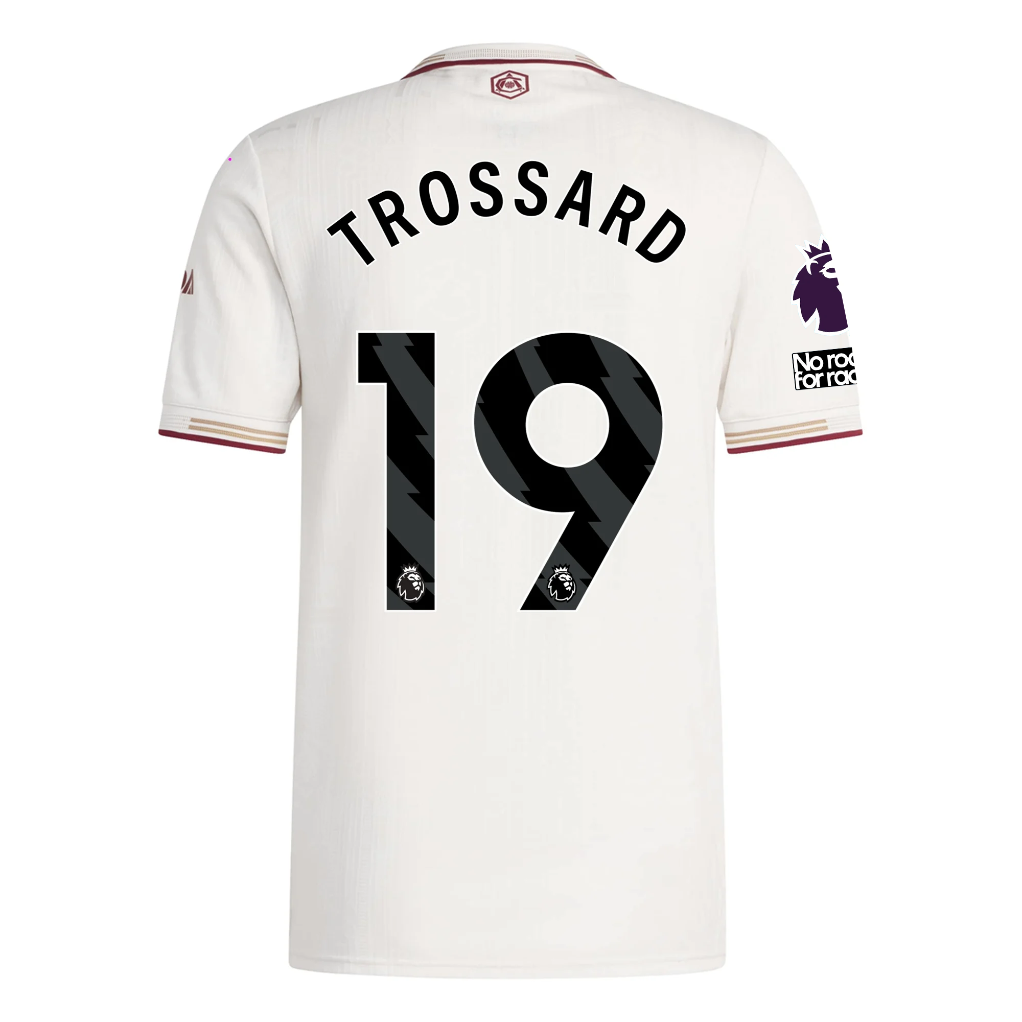 adidas Arsenal Authentic Leandro Trossard Third Jersey w/ EPL + No Room For Racism Patches 25/26 (White/Burgundy)