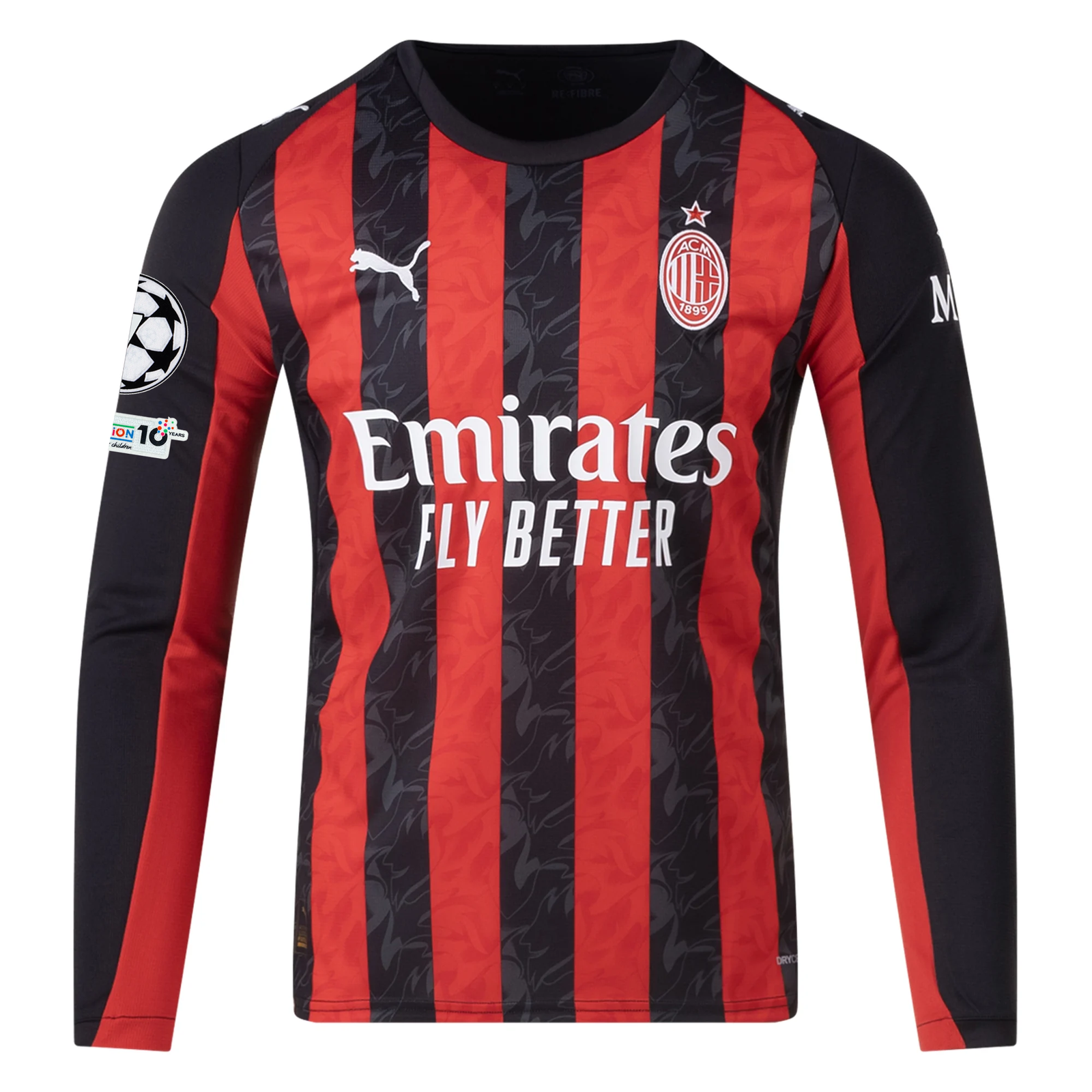Puma AC Milan Long Sleeve Home Jersey w/ Champions League Patches 25/26 (Red/Black)