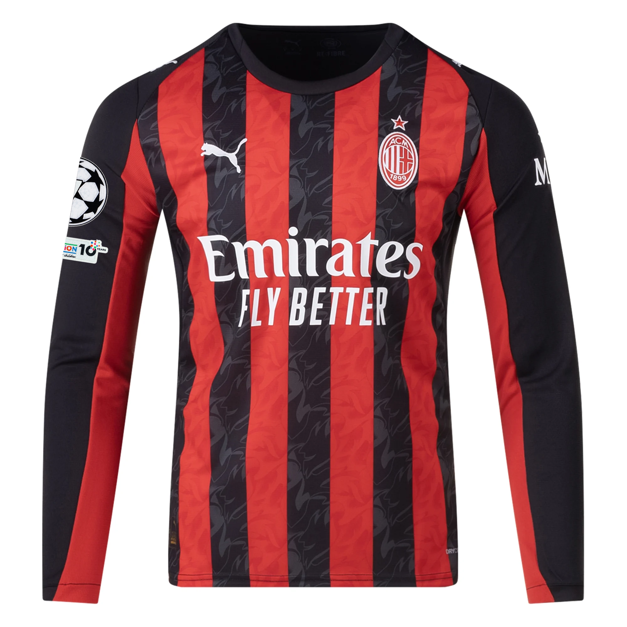 Puma AC Milan Long Sleeve Home Jersey w/ Champions League Patches 25/26 (Red/Black)