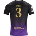 Nike Mens Barcelona Alejandro Balde Away Jersey w/ Champions League Patches 26/27 (Purple/Metallic Gold)