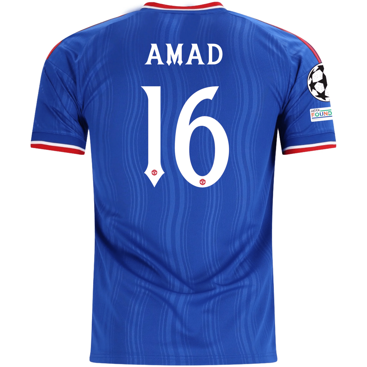 adidas Mens Manchester United Amad Diallo Away Jersey w/ Champions League Patches 26/27 (Blue)