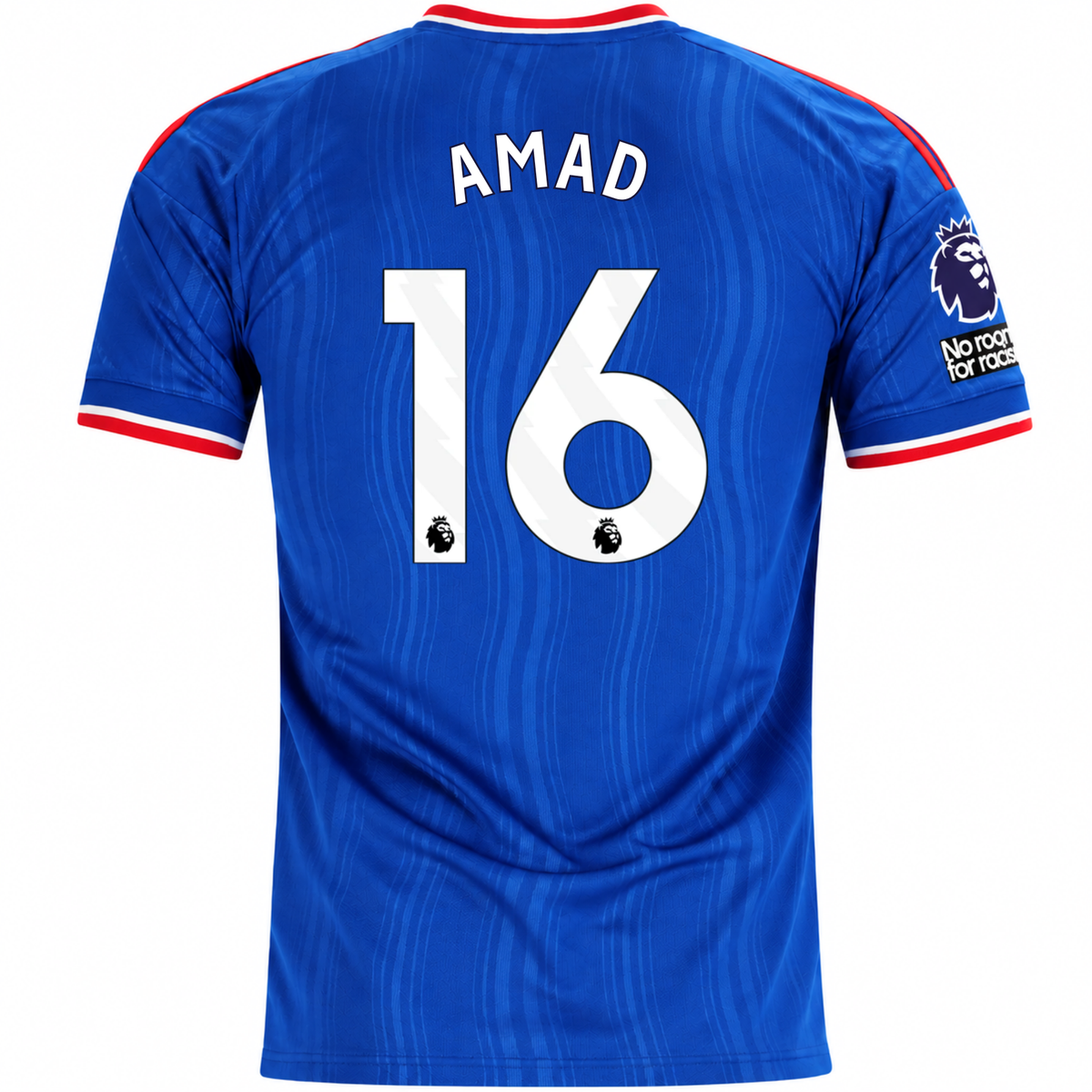 adidas Mens Manchester United Amad Diallo Away Jersey w/ EPL + No Room For Racism Patches 26/27 (Blue)
