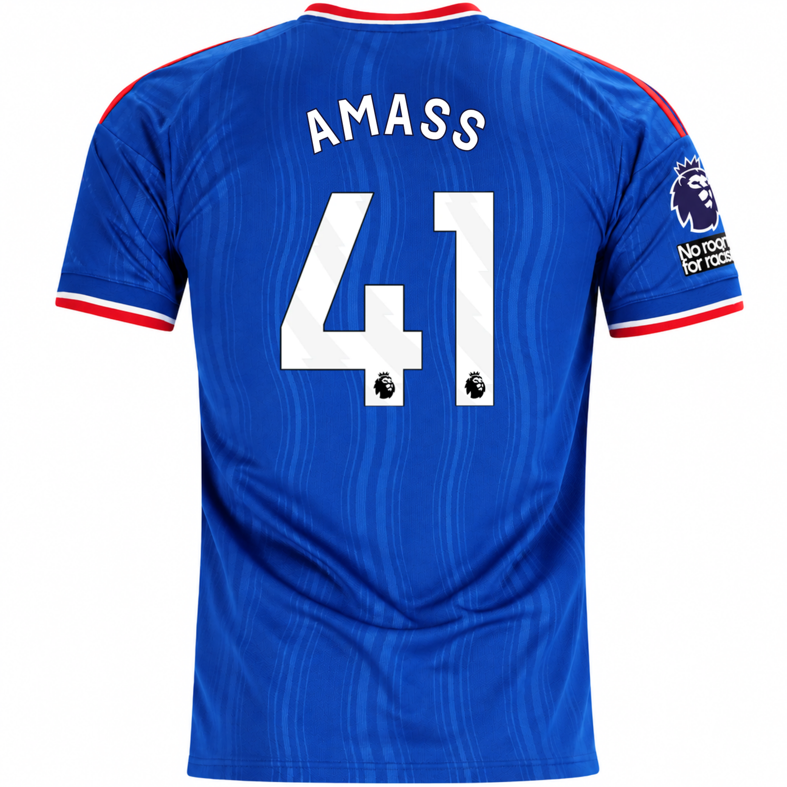 adidas Mens Manchester United Harry Amass Away Jersey w/ EPL + No Room For Racism Patches 26/27 (Blue)