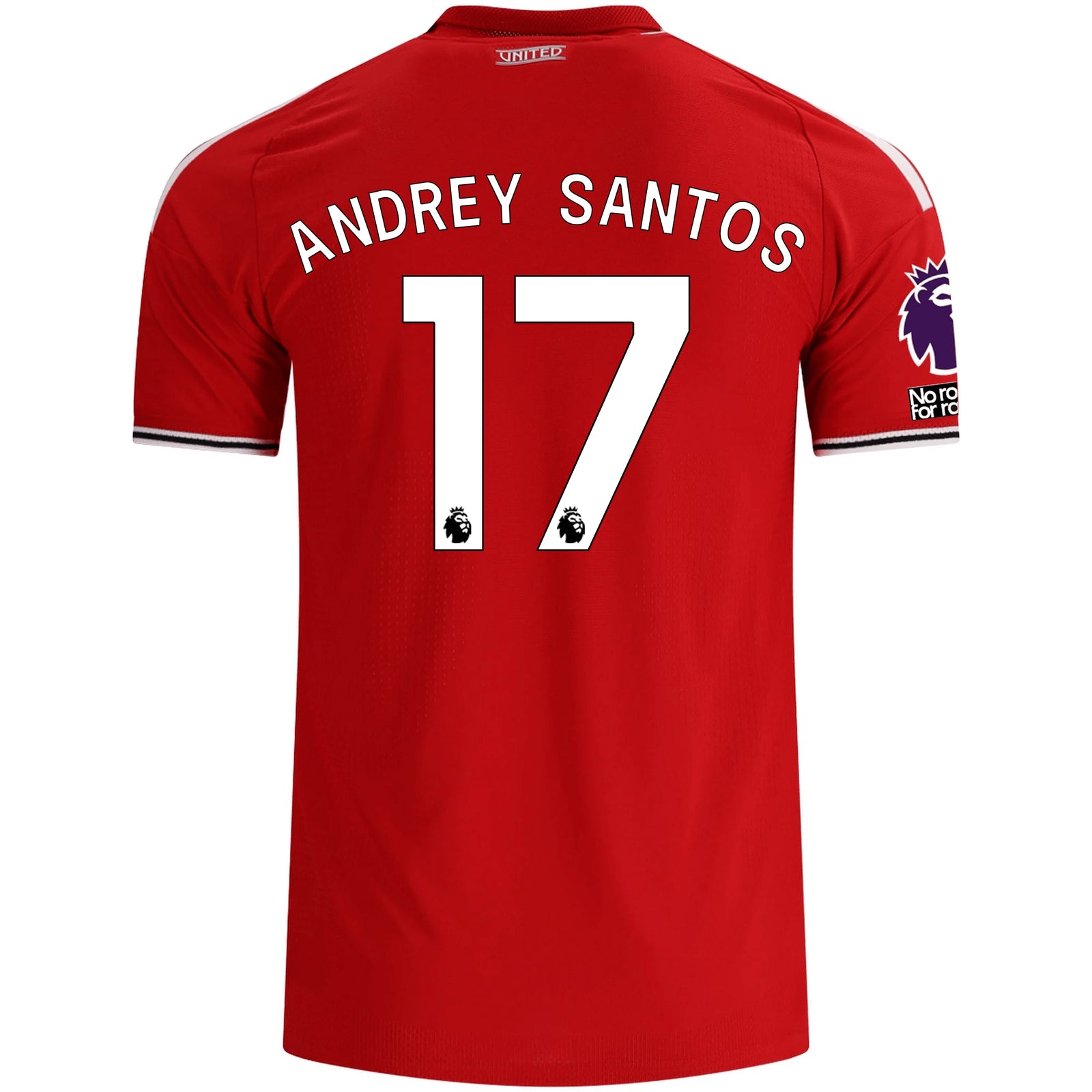 adidas Manchester United Authentic Andrey Santos Home Jersey w/ EPL + No Room For Racism Patches 26/27 (Red)