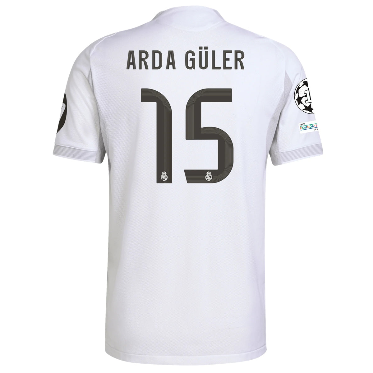 adidas Arda Guler Real Madrid Authentic Home Jersey 25/26 w/ Champions League Patches (White)