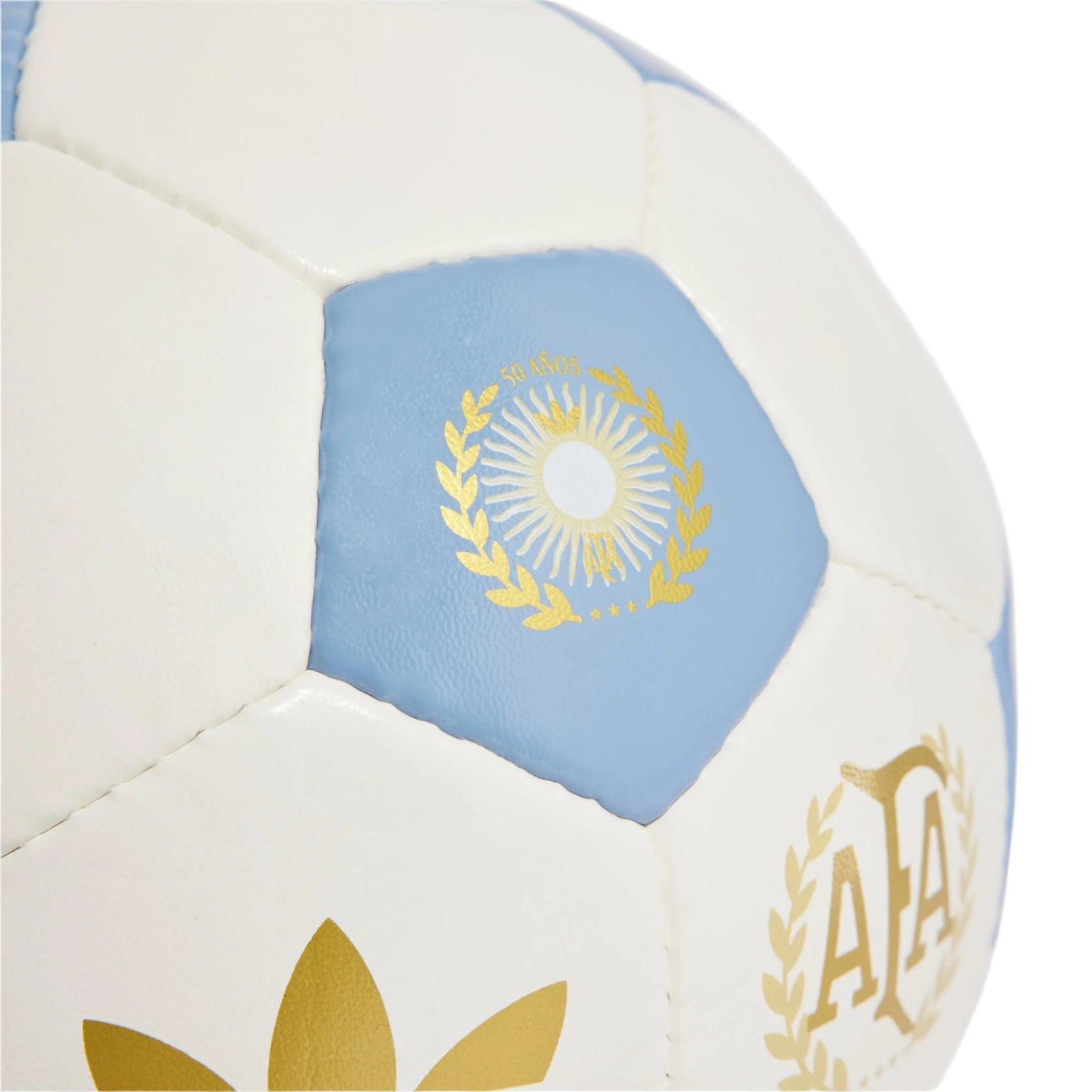 adidas Argentina Anniversary Soccer Ball (White/Ambient Sky/Gold Metallic)