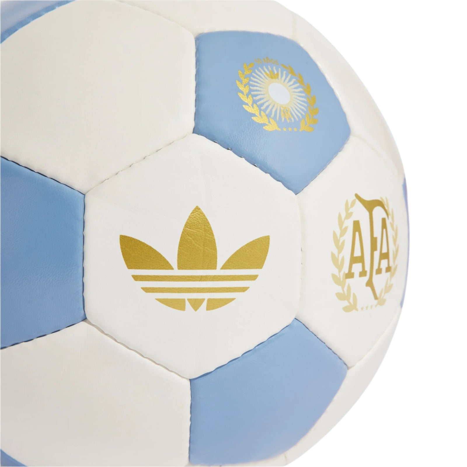 adidas Argentina Anniversary Soccer Ball (White/Ambient Sky/Gold Metallic)