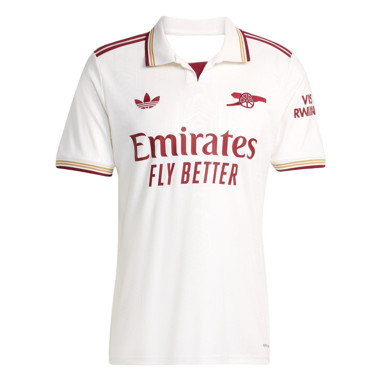 adidas Men's Arsenal FC Third Jersey 25/26 (White/Burgundy)