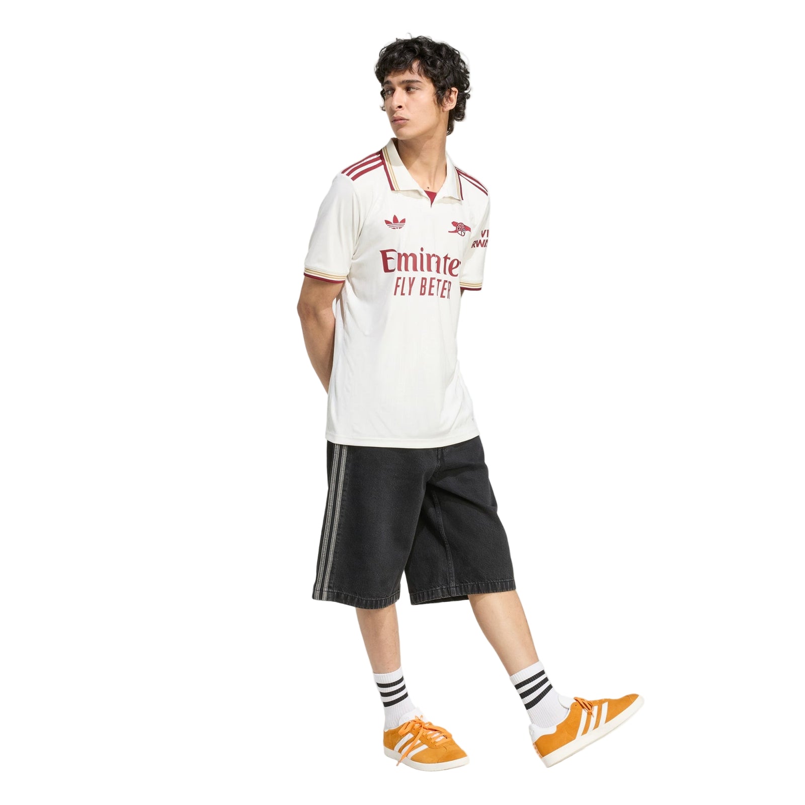 adidas Saka Men's Arsenal FC Third Jersey 25/26 w/ NRFR + EPL Patches (White/Burgundy)