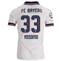 adidas Mens Bayern Munich Maycon Bastian Assomo Away Jersey w/ Champions League Patches 26/27 (White)