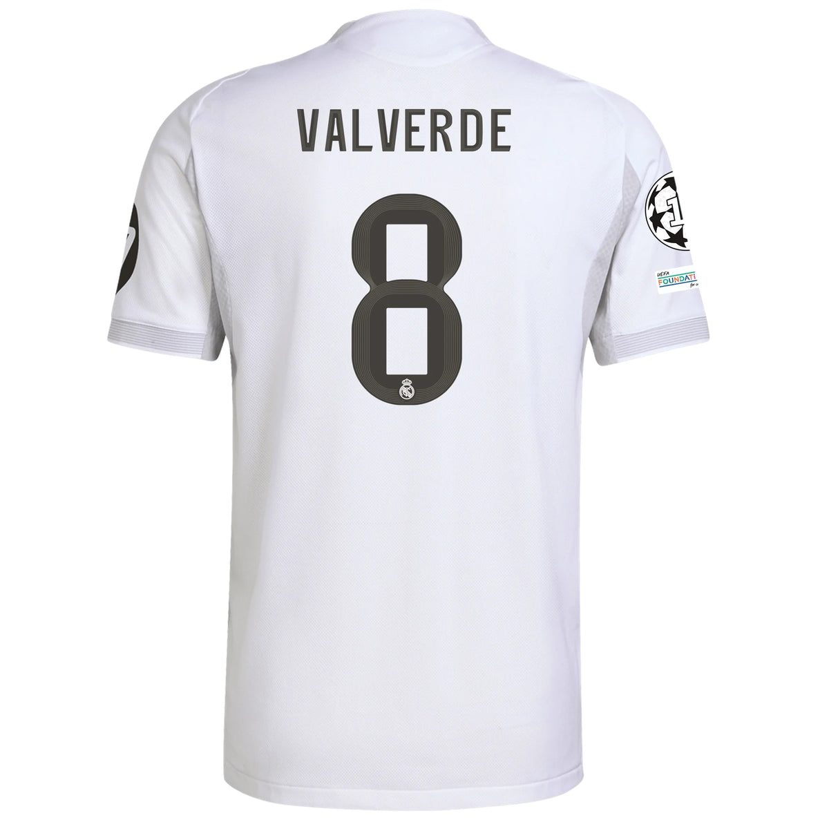 adidas Valverde Real Madrid Authentic Home Jersey 25/26 w/ Champions League Patches (White)