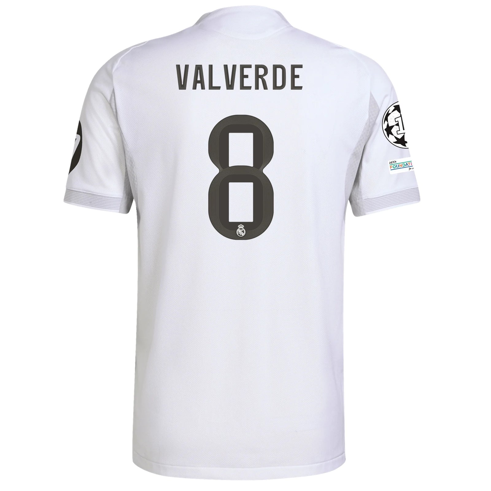 adidas Valverde Real Madrid Authentic Home Jersey 25/26 w/ Champions League Patches (White)