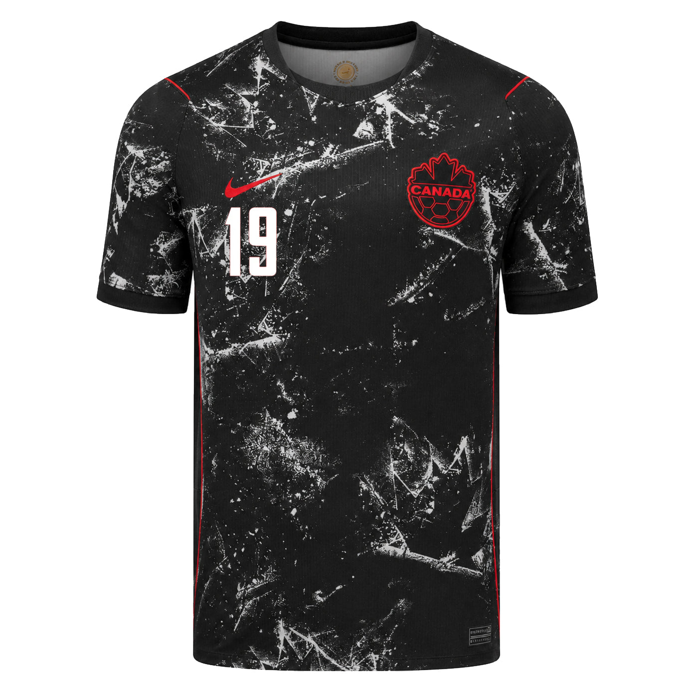 Nike Mens Canada Alfonso Davies Away Stadium Jersey 2026 (Black/Red)