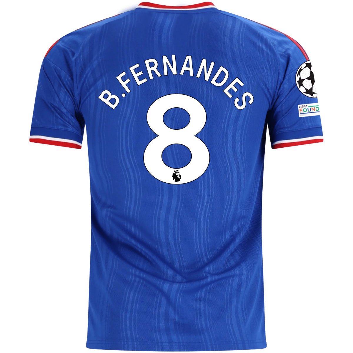 adidas Mens Manchester United Bruno Fernandes Away Jersey w/ Champions League Patches 26/27 (Blue)