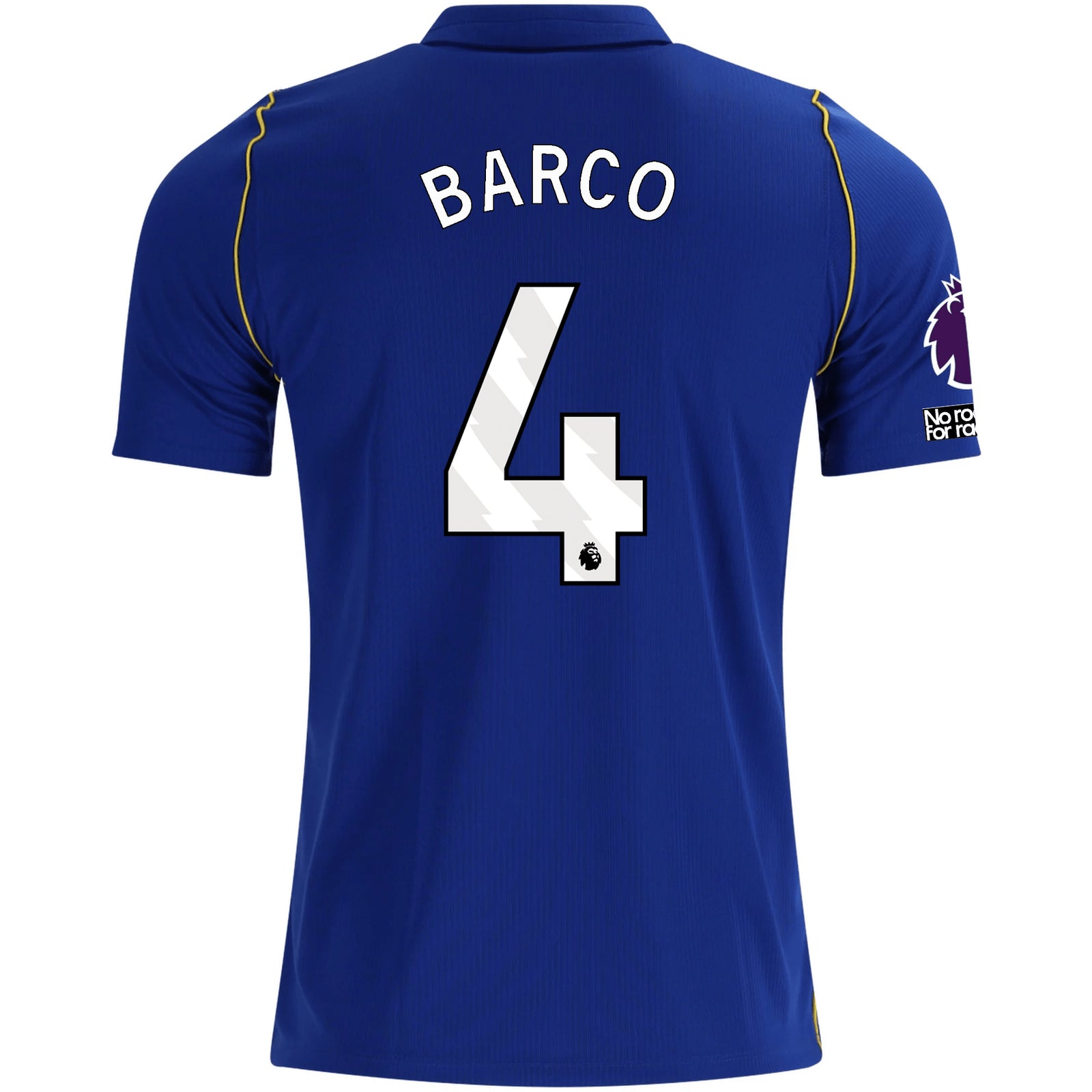 Nike Mens Chelsea FC Valentín Barco Home Jersey w/ EPL + No Room For Racism + Club World Cup Champion Patches 26/27 (Bright Royal/Gold)