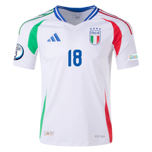 adidas Italy Authentic Nicolò Barella Away Jersey w/ Euro 2024 Patches 24/25 (White)