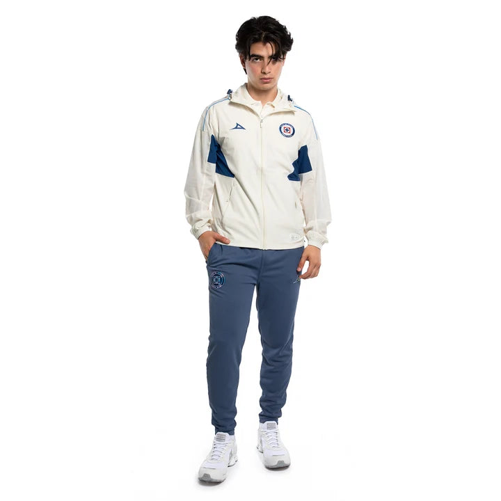 Pirma Men's Cruz Azul Windbreaker Jacket (White/Blue)