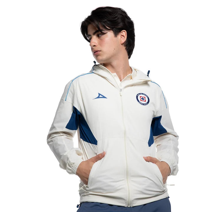 Pirma Men's Cruz Azul Windbreaker Jacket (White/Blue)