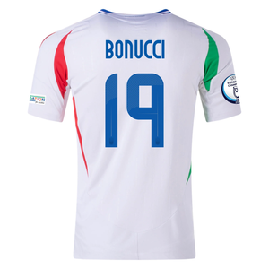 adidas Italy Authentic Leonardo Bonucci Away Jersey w/ Euro 2024 Patches 24/25 (White)