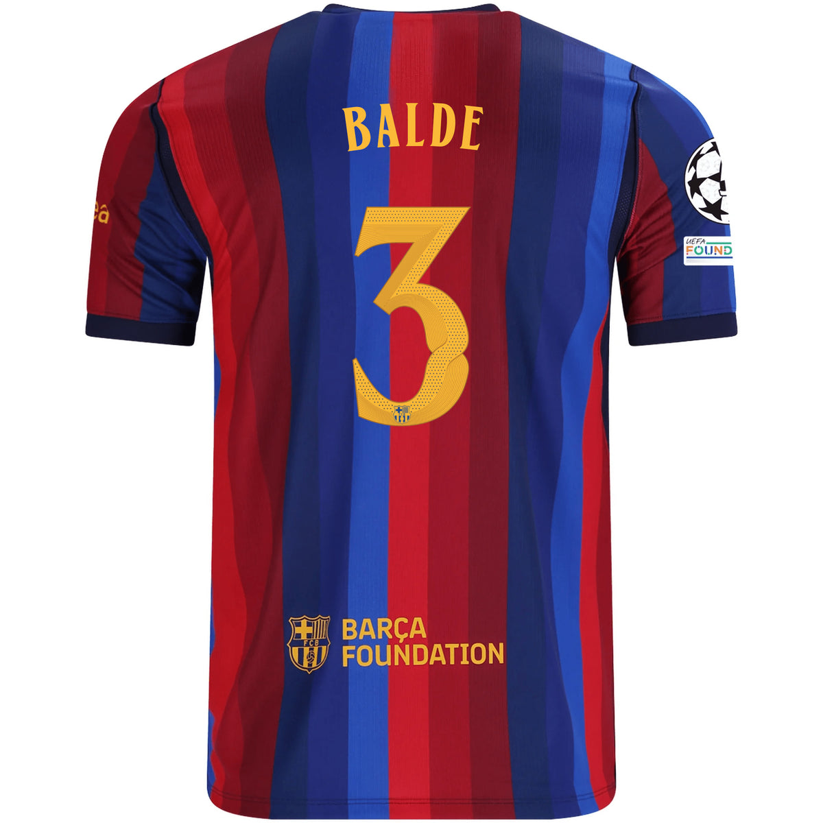 Nike Mens FC Barcelona Alejandro Balde Home Jersey w/ Champions League Patches 26/27 (Deep Garnet/Blue Void)