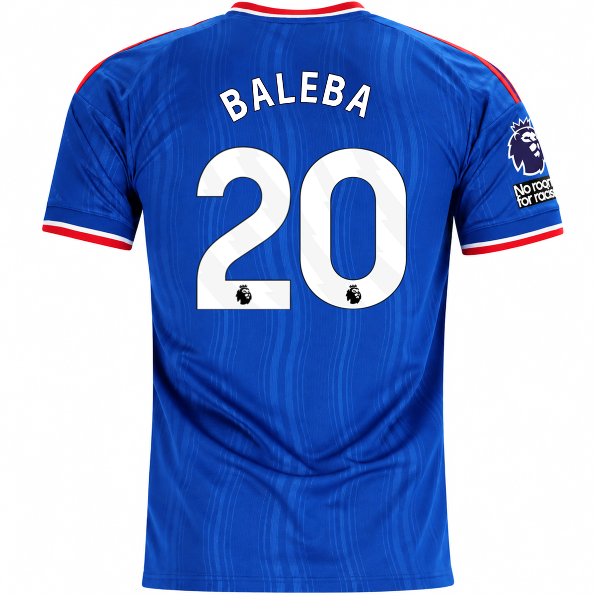 adidas Mens Manchester United Carlos Baleba Away Jersey w/ EPL + No Room For Racism Patches 26/27 (Blue)
