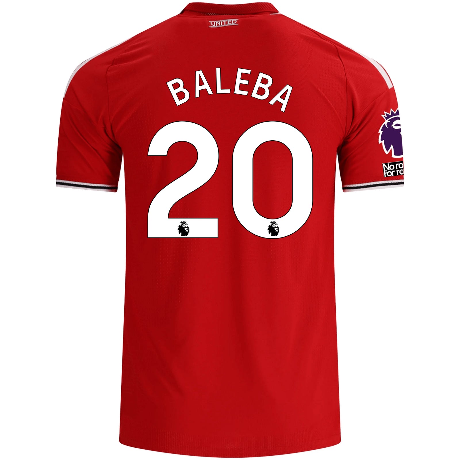 adidas Manchester United Authentic Carlos Baleba Home Jersey w/ EPL + No Room For Racism Patches 26/27 (Red)