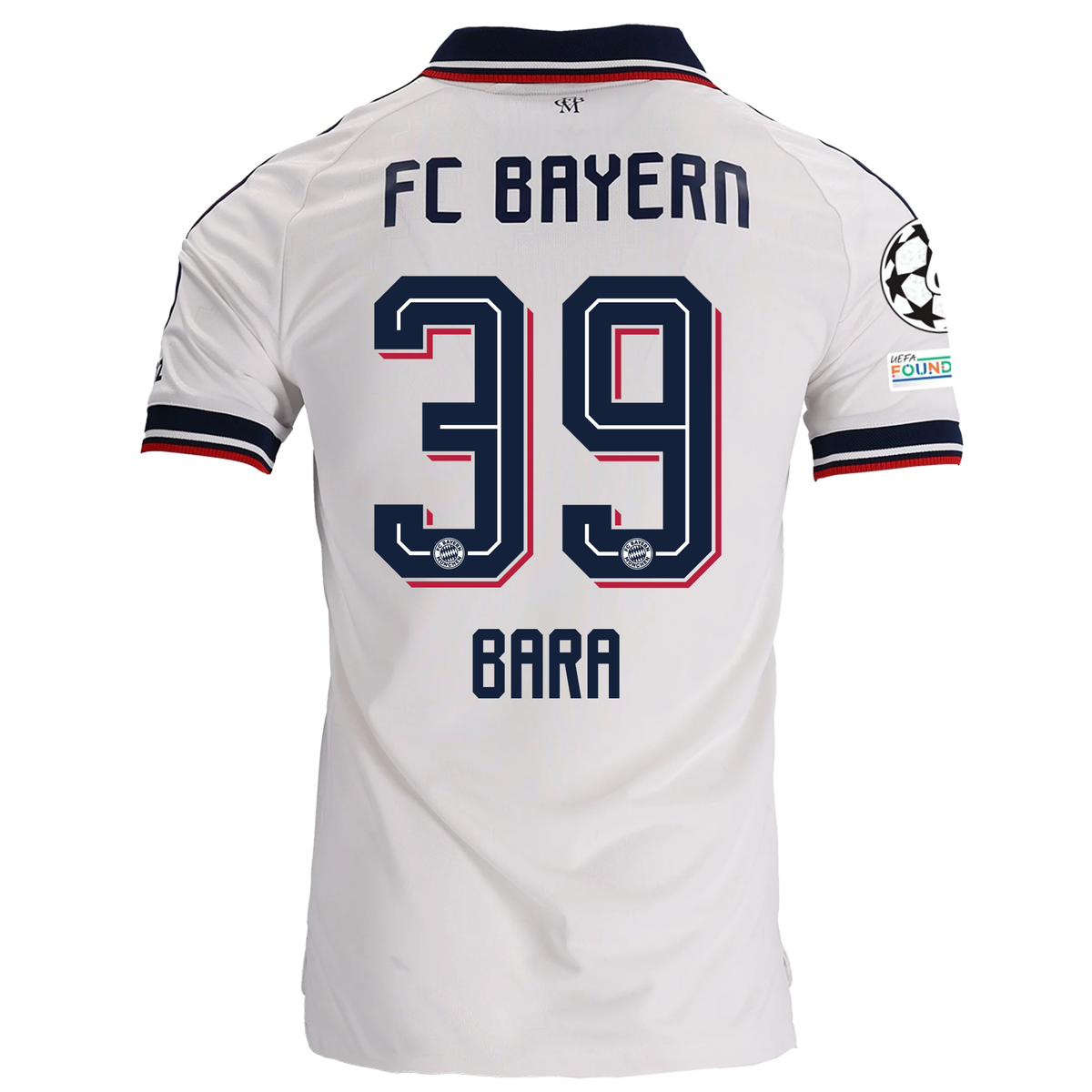 adidas Mens Bayern Munich Bara Sapoko Ndiaye Away Jersey w/ Champions League Patches 26/27 (White)