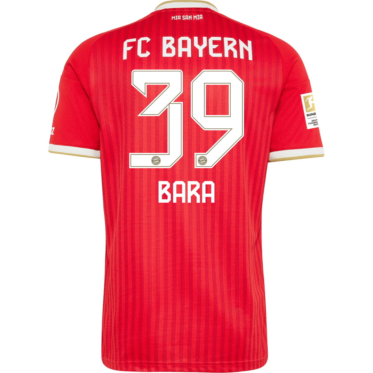 adidas Mens Bayern Munich Bara Sapoko Ndiaye Home Jersey w/ Bundesliga Champion Patch 26/27 (Red)