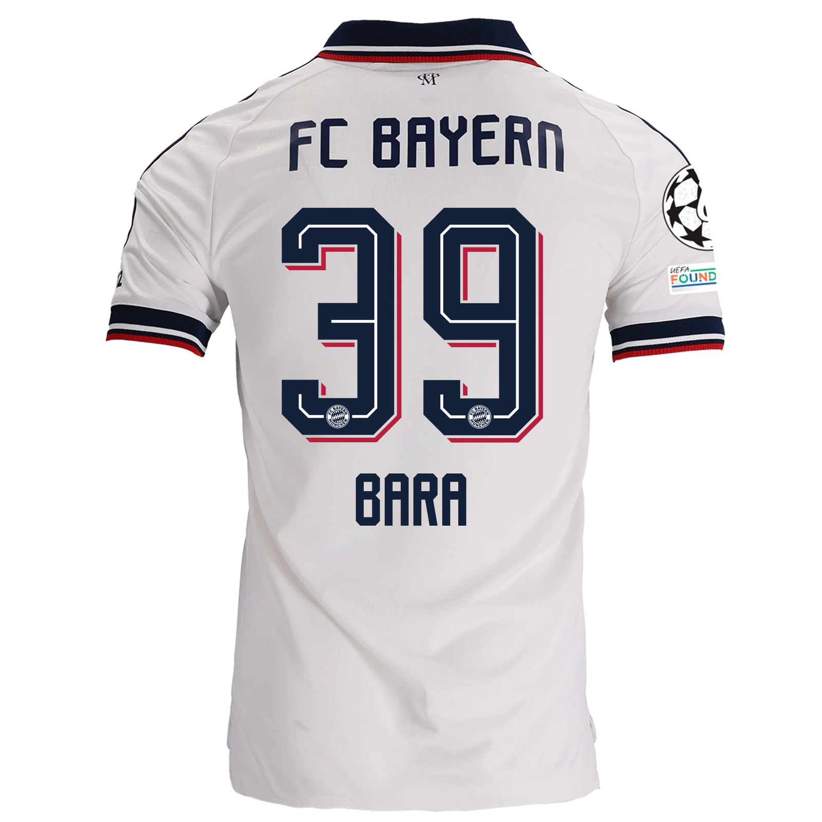adidas Mens Bayern Munich Bara Sapoko Ndiaye Away Jersey w/ Champions League Patches 26/27 (White)